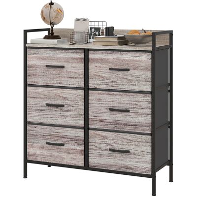 HOMCOM Commode, meuble de rangement pour chambre à 6 tiroirs tissu non tissé, cadre en acier, 79 x 29 x 85 cm, effet bois gris - Publicité HOMCOM Commode, meuble de rangement pour chambre à 6 tiroirs tissu non tissé, cadre en acier, 79 x 29 x 85 cm, effet bois gris - Publicité