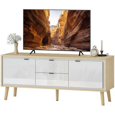 HOMCOM Meuble TV, meuble télé pour jusqu'à 55 pouces, 2 portes à haute brillance, 2 tiroirs silencieux, 120 x 35 x 50 cm, blanc - Publicité HOMCOM Meuble TV, meuble télé pour jusqu'à 55 pouces, 2 portes à haute brillance, 2 tiroirs silencieux, 120 x 35 x 50 cm, blanc - Publicité