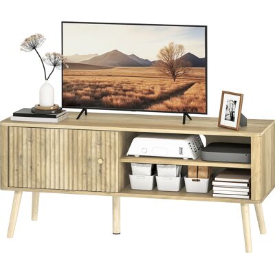 HOMCOM Meuble TV, meuble télé avec placard à porte, compartiments ouverts et étagère réglable, 115x35x49cm, chêne - Publicité HOMCOM Meuble TV, meuble télé avec placard à porte, compartiments ouverts et étagère réglable, 115x35x49cm, chêne - Publicité