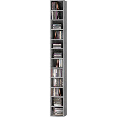 HOMCOM Bibliothèque porte-CD à 12 étagères pour 204 CD, en MDF et panneau de particules, 21x20x175 cm, Gris - Publicité HOMCOM Bibliothèque porte-CD à 12 étagères pour 204 CD, en MDF et panneau de particules, 21x20x175 cm, Gris - Publicité