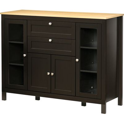 HOMCOM Buffet meuble de rangement 1 placard double porte 2 placards à porte vitrée 2 tiroirs étagère réglable 120x40x90cm noir - Publicité HOMCOM Buffet meuble de rangement 1 placard double porte 2 placards à porte vitrée 2 tiroirs étagère réglable 120x40x90cm noir - Publicité