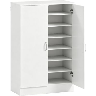 HOMCOM Armoire à chaussures 2 portes, 6 étagères réglables, charnières à fermeture douce pour 21 paires, bois naturel - Publicité HOMCOM Armoire à chaussures 2 portes, 6 étagères réglables, charnières à fermeture douce pour 21 paires, bois naturel - Publicité
