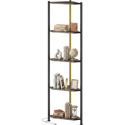 HOMCOM Bibliothèque d'angle 5 niveaux avec éclairage LED pour salon, chambre, bureau, Rustique brun - Publicité HOMCOM Bibliothèque d'angle 5 niveaux avec éclairage LED pour salon, chambre, bureau, Rustique brun - Publicité