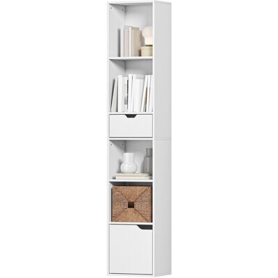 HOMCOM Bibliothèque, étagère à livres, meuble de rangement avec tiroir placard compartiments ouvertes, 30 x 24 x 158 cm, blanc - Publicité HOMCOM Bibliothèque, étagère à livres, meuble de rangement avec tiroir placard compartiments ouvertes, 30 x 24 x 158 cm, blanc - Publicité