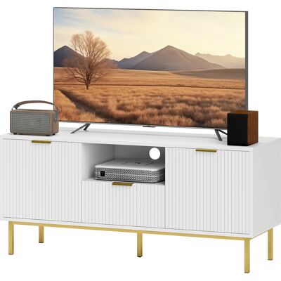 HOMCOM Meuble TV, meuble télé pour 40 pouces avec 2 portes à fermeture douce, tiroir et compartiment ouvert, 120x39x54cm, blanc - Publicité HOMCOM Meuble TV, meuble télé pour 40 pouces avec 2 portes à fermeture douce, tiroir et compartiment ouvert, 120x39x54cm, blanc - Publicité