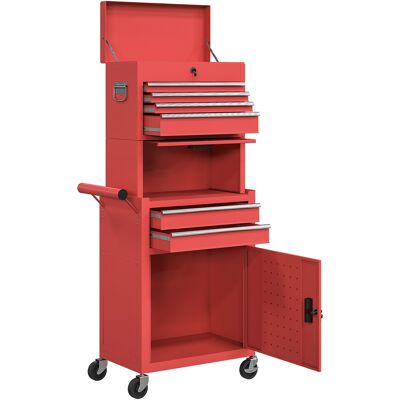 HOMCOM Armoire d'outils roulante, 6 tiroirs, 2 armoires, acier, verrouillable, Rouge - Publicité HOMCOM Armoire d'outils roulante, 6 tiroirs, 2 armoires, acier, verrouillable, Rouge - Publicité