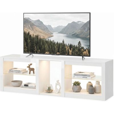 HOMCOM Meuble TV bas avec éclairage LED RVB, meuble TV moderne avec étagères en verre réglables, pour téléviseurs jusqu'à 190,5 cm, Blanc - Publicité HOMCOM Meuble TV bas avec éclairage LED RVB, meuble TV moderne avec étagères en verre réglables, pour téléviseurs jusqu'à 190,5 cm, Blanc - Publicité