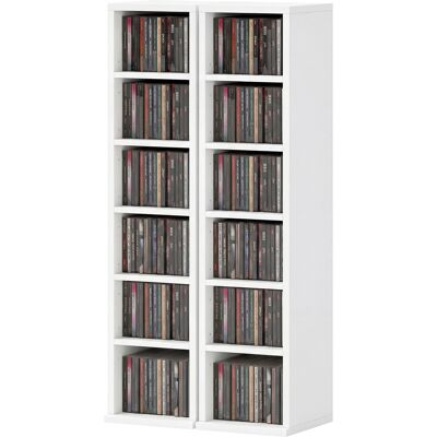 HOMCOM 204 emplacements de rangement pour CD en lot de 2, colonne Blu-Ray avec étagères réglables, organiseur pour bibliothèque, Blanc - Publicité HOMCOM 204 emplacements de rangement pour CD en lot de 2, colonne Blu-Ray avec étagères réglables, organiseur pour bibliothèque, Blanc - Publicité