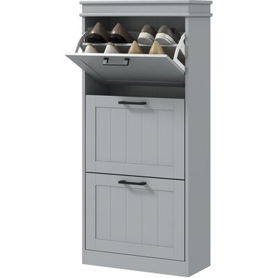 HOMCOM Meuble à chaussures, armoire à chaussures 3 portes abattants 15 paires, étagères réglables, 54 x 24 x 117,5 cm, gris - Publicité HOMCOM Meuble à chaussures, armoire à chaussures 3 portes abattants 15 paires, étagères réglables, 54 x 24 x 117,5 cm, gris - Publicité