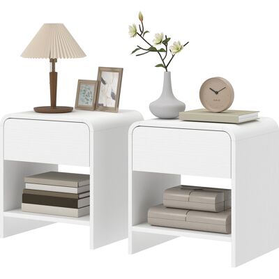 HOMCOM Lot de 2 tables de chevet, table d'appoint moderne avec compartiment ouvert et tiroir, 40 x 35 x 45 cm, blanc - Publicité HOMCOM Lot de 2 tables de chevet, table d'appoint moderne avec compartiment ouvert et tiroir, 40 x 35 x 45 cm, blanc - Publicité