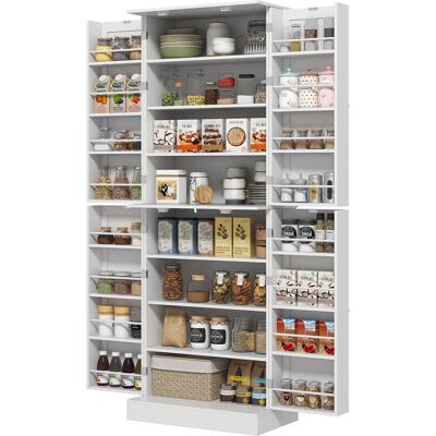 HOMCOM Armoire de cuisine buffet cuisine avec placards, étagère réglable et porte-épices, 60 x 35 x 166 cm, blanc - Publicité HOMCOM Armoire de cuisine buffet cuisine avec placards, étagère réglable et porte-épices, 60 x 35 x 166 cm, blanc - Publicité