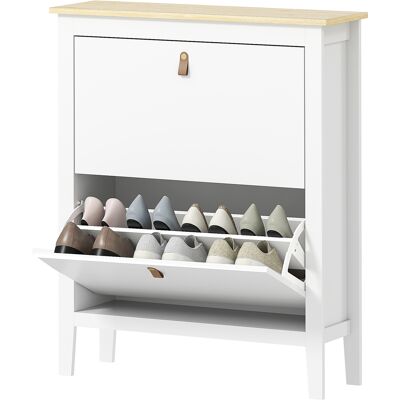HOMCOM Meuble à chaussures 14 paires, armoire à chaussures avec 2 tiroirs rabattables, étagères amovibles et réglables, blanc - Publicité HOMCOM Meuble à chaussures 14 paires, armoire à chaussures avec 2 tiroirs rabattables, étagères amovibles et réglables, blanc - Publicité