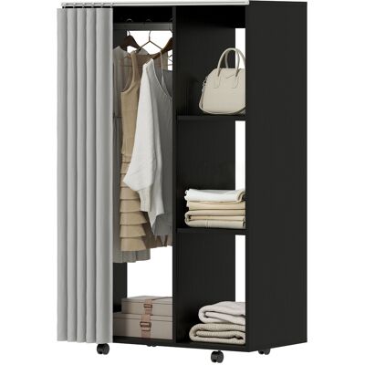 HOMCOM Armoire penderie vêtement dressing mobile 4 roulettes tringle à vêtements et étagères ouvertes 80 x 40 x 128 cm noir - Publicité HOMCOM Armoire penderie vêtement dressing mobile 4 roulettes tringle à vêtements et étagères ouvertes 80 x 40 x 128 cm noir - Publicité