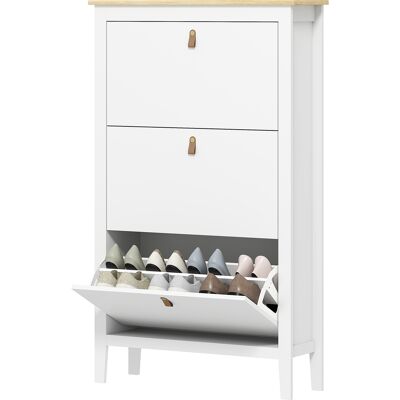 HOMCOM Meuble à chaussures 21 paires, armoire à chaussures avec 3 tiroirs rabattables, étagères amovibles et réglables, blanc - Publicité HOMCOM Meuble à chaussures 21 paires, armoire à chaussures avec 3 tiroirs rabattables, étagères amovibles et réglables, blanc - Publicité