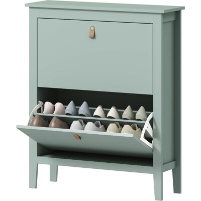 HOMCOM Meuble à chaussures 14 paires, armoire à chaussures avec 2 tiroirs rabattables, étagères amovibles et réglables, vert - Publicité HOMCOM Meuble à chaussures 14 paires, armoire à chaussures avec 2 tiroirs rabattables, étagères amovibles et réglables, vert - Publicité