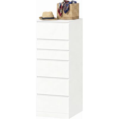 HOMCOM Commode haute pour chambre avec miroir relevable, Blanc - Publicité HOMCOM Commode haute pour chambre avec miroir relevable, Blanc - Publicité