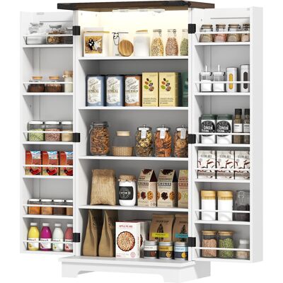 HOMCOM Buffet cuisine, meuble cuisine rangement, avec 12 étagères à portes, lumière LED magnétique, 60 x 40 x 120 cm, blanc - Publicité HOMCOM Buffet cuisine, meuble cuisine rangement, avec 12 étagères à portes, lumière LED magnétique, 60 x 40 x 120 cm, blanc - Publicité