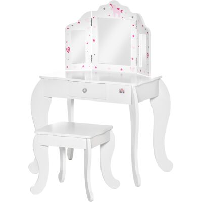 HOMCOM - Coiffeuse Enfant - Miroir triptyque - Dressing Table - Publicité HOMCOM - Coiffeuse Enfant - Miroir triptyque - Dressing Table - Publicité