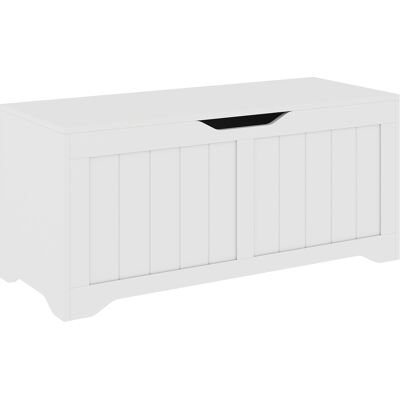 HOMCOM Banquette-coffre avec ouverture basculante, 80 cm, Blanc - Publicité HOMCOM Banquette-coffre avec ouverture basculante, 80 cm, Blanc - Publicité