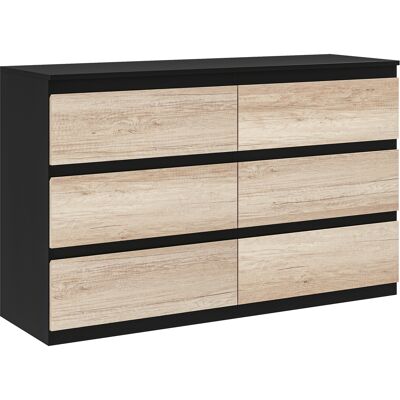 HOMCOM Commode 6 tiroirs meuble de rangement sans poignées design minimaliste 120 x 39 x 75 cm noir et bois naturel - Publicité HOMCOM Commode 6 tiroirs meuble de rangement sans poignées design minimaliste 120 x 39 x 75 cm noir et bois naturel - Publicité
