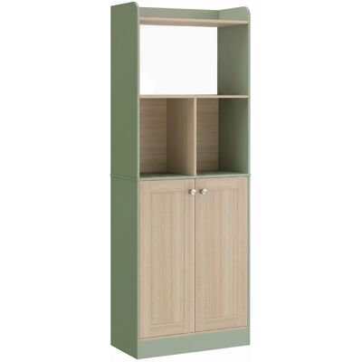 HOMCOM Bibliothèque à 5 niveaux, meuble de rangement, étagère à livres avec 2 portes, 60 x 30 x 161,2 cm vert et bois naturel - Publicité HOMCOM Bibliothèque à 5 niveaux, meuble de rangement, étagère à livres avec 2 portes, 60 x 30 x 161,2 cm vert et bois naturel - Publicité