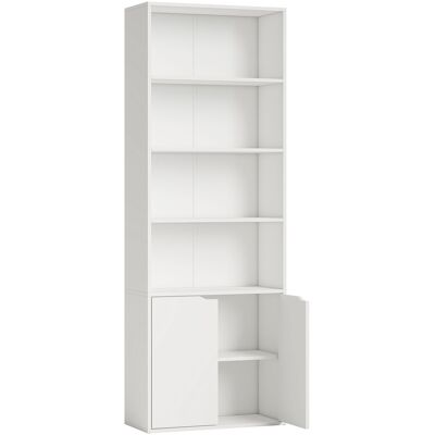 Bibliothèque HOMCOM Blanche 180cm - Spacieuse avec 4 compartiments & 2 portes - Publicité Bibliothèque HOMCOM Blanche 180cm - Spacieuse avec 4 compartiments & 2 portes - Publicité