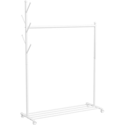 HOMCOM Portant à vêtements, porte-manteau sur roulettes avec étagère à chaussures et 5 crochets, 120 x 43 x 171 cm, blanc - Publicité HOMCOM Portant à vêtements, porte-manteau sur roulettes avec étagère à chaussures et 5 crochets, 120 x 43 x 171 cm, blanc - Publicité