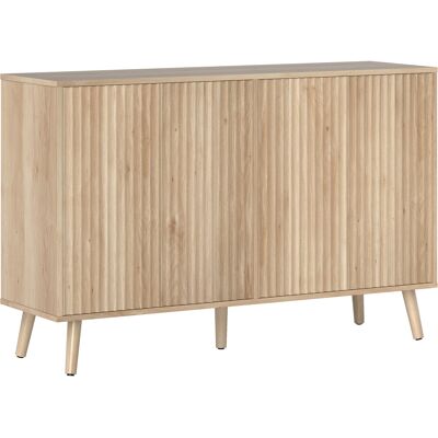 HOMCOM Buffet salon, meuble de rangement avec 4 portes cannelés à ouverture par pression 120 x 35 x 77,5 cm, chêne - Publicité HOMCOM Buffet salon, meuble de rangement avec 4 portes cannelés à ouverture par pression 120 x 35 x 77,5 cm, chêne - Publicité