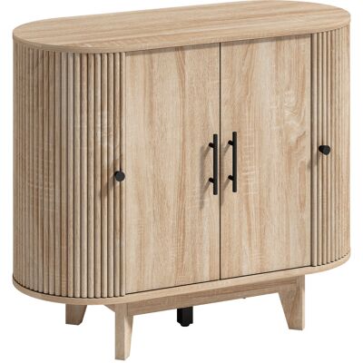 HOMCOM Buffet salon, meuble de rangement ovale avec 4 portes et étagères réglables, 90 x 40 x 76 cm, chêne - Publicité HOMCOM Buffet salon, meuble de rangement ovale avec 4 portes et étagères réglables, 90 x 40 x 76 cm, chêne - Publicité