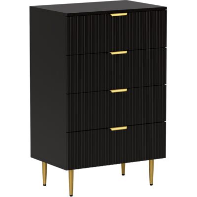 HOMCOM Commode 4 tiroirs commode chambre meuble de rangement moderne avec poignées et pieds dorés, dim. 60 x 40 x 96 cm, noir - Publicité HOMCOM Commode 4 tiroirs commode chambre meuble de rangement moderne avec poignées et pieds dorés, dim. 60 x 40 x 96 cm, noir - Publicité
