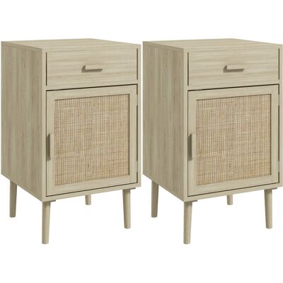 HOMCOM Lot de 2 tables de chevet, tables de nuit avec tiroir et placard, étagère réglable, 40 x 40 x 68,5 cm, chêne - Publicité HOMCOM Lot de 2 tables de chevet, tables de nuit avec tiroir et placard, étagère réglable, 40 x 40 x 68,5 cm, chêne - Publicité