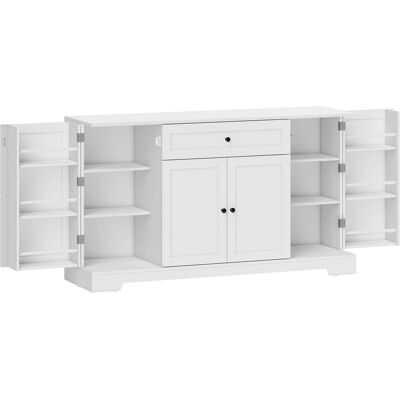HOMCOM Buffet cuisine, meuble de rangement avec tiroir, 4 portes à fermeture douce, racks-porte et étagères réglables, blanc - Publicité HOMCOM Buffet cuisine, meuble de rangement avec tiroir, 4 portes à fermeture douce, racks-porte et étagères réglables, blanc - Publicité