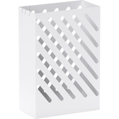 HOMCOM Porte-parapluie en acier rectangulaire, support pour parapluies avec 4 crochets et bac d'égouttement amovible, blanc - Publicité HOMCOM Porte-parapluie en acier rectangulaire, support pour parapluies avec 4 crochets et bac d'égouttement amovible, blanc - Publicité