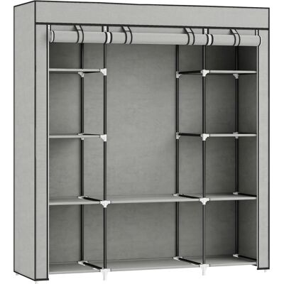 HOMCOM Armoire de rangement penderie en tissu pliable avec barre de suspension et étagères, 150 x 43 x 162,5 cm, gris clair - Publicité HOMCOM Armoire de rangement penderie en tissu pliable avec barre de suspension et étagères, 150 x 43 x 162,5 cm, gris clair - Publicité