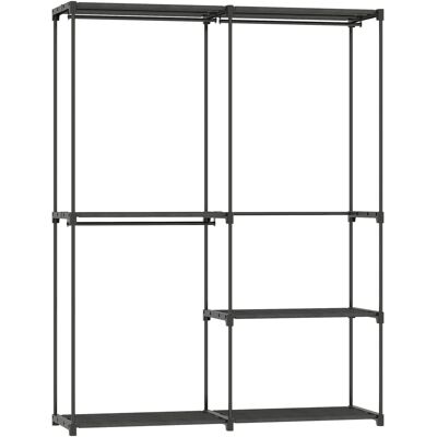 HOMCOM Armoire de rangement, penderie portable avec 3 barres de suspension et 4 étagères, 142 x 43 x 185 cm, noir - Publicité HOMCOM Armoire de rangement, penderie portable avec 3 barres de suspension et 4 étagères, 142 x 43 x 185 cm, noir - Publicité