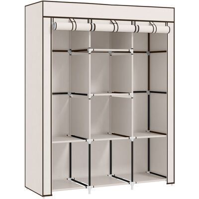 HOMCOM Armoire penderie multi-rangement - 8 étagères, 2 barres - non tissé crème - Publicité HOMCOM Armoire penderie multi-rangement - 8 étagères, 2 barres - non tissé crème - Publicité