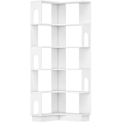 HOMCOM Bibliothèque d'angle, étagère de rangement à 6 niveaux avec panneaux latéraux arqués, 60 x 60 x 165,5 cm, blanc - Publicité HOMCOM Bibliothèque d'angle, étagère de rangement à 6 niveaux avec panneaux latéraux arqués, 60 x 60 x 165,5 cm, blanc - Publicité