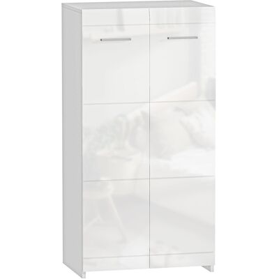 HOMCOM Meuble à chaussures 10 paires, armoire à chaussures à haute brillance 5 niveaux, étagères réglables, 55x36x108cm, blanc - Publicité HOMCOM Meuble à chaussures 10 paires, armoire à chaussures à haute brillance 5 niveaux, étagères réglables, 55x36x108cm, blanc - Publicité