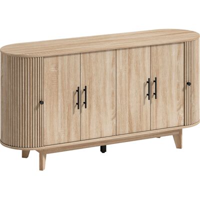 HOMCOM Buffet salon, meuble de rangement ovale avec 4 portes et 2 étagères réglables, 147x40x76cm, chêne - Publicité HOMCOM Buffet salon, meuble de rangement ovale avec 4 portes et 2 étagères réglables, 147x40x76cm, chêne - Publicité