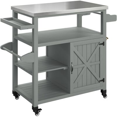 Outsunny Desserte jardin chariot de barbecue sur roulettes avec plateau en acier inoxydable 107x49,5x92,5cm gris - Publicité Outsunny Desserte jardin chariot de barbecue sur roulettes avec plateau en acier inoxydable 107x49,5x92,5cm gris - Publicité