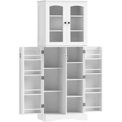 HOMCOM Buffet haut cuisine, vaisselier vitrine en acrylique, 4 portes, 10 compartiments, 8 porte-racks, 60 x 40 x 162 cm, blanc - Publicité HOMCOM Buffet haut cuisine, vaisselier vitrine en acrylique, 4 portes, 10 compartiments, 8 porte-racks, 60 x 40 x 162 cm, blanc - Publicité