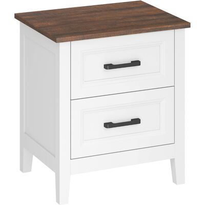 HOMCOM Table de chevet, table de nuit avec 2 tiroirs, plateau effet bois, style rustique, pour chambre à coucher, salon, blanc - Publicité HOMCOM Table de chevet, table de nuit avec 2 tiroirs, plateau effet bois, style rustique, pour chambre à coucher, salon, blanc - Publicité