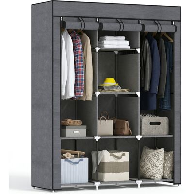 HOMCOM - Armoire Dressing Compacte Grise 8 Étagères 2 Tringles - Wardrobe - Publicité HOMCOM - Armoire Dressing Compacte Grise 8 Étagères 2 Tringles - Wardrobe - Publicité