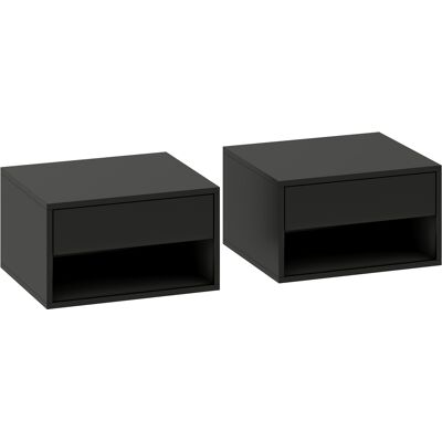HOMCOM Lot de 2 tables de chevet murales, tables de nuit, tiroir, compartiment ouvert, plateau, 37 x 32 x 21 cm, noir - Publicité HOMCOM Lot de 2 tables de chevet murales, tables de nuit, tiroir, compartiment ouvert, plateau, 37 x 32 x 21 cm, noir - Publicité