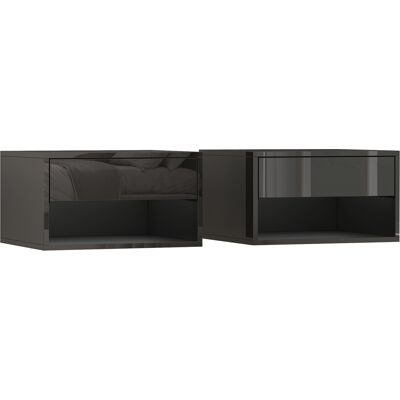 HOMCOM Lot de 2 tables de chevet murales, tables de nuit, tiroir, compartiment ouvert, plateau, 37 x 32 x 21 cm, noir - Publicité HOMCOM Lot de 2 tables de chevet murales, tables de nuit, tiroir, compartiment ouvert, plateau, 37 x 32 x 21 cm, noir - Publicité