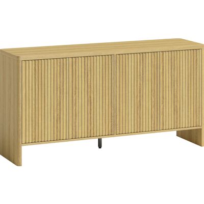 HOMCOM Buffet salon, meuble de rangement avec 4 portes rainurées, étagère réglable, ouverture par pression, 147x40x77cm, chêne - Publicité HOMCOM Buffet salon, meuble de rangement avec 4 portes rainurées, étagère réglable, ouverture par pression, 147x40x77cm, chêne - Publicité