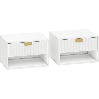 HOMCOM Lot de 2 tables de chevet murales, tables de nuit suspendues avec tiroir rainuré et étagère ouverte, 40 x 30 x 25 cm, blanc - Publicité HOMCOM Lot de 2 tables de chevet murales, tables de nuit suspendues avec tiroir rainuré et étagère ouverte, 40 x 30 x 25 cm, blanc - Publicité