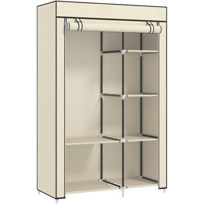 HOMCOM Armoire penderie en tissu meuble de rangement tringle à vêtements et étagères ouvertes 103x43x162,5cm crème - Publicité HOMCOM Armoire penderie en tissu meuble de rangement tringle à vêtements et étagères ouvertes 103x43x162,5cm crème - Publicité