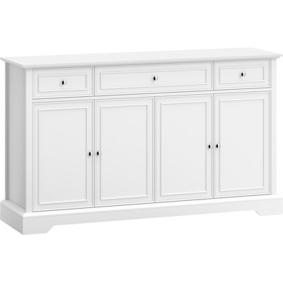 HOMCOM Buffet salon, meuble de rangement avec 3 tiroirs, 4 portes à fermeture douce et étagères réglables, blanc - Publicité HOMCOM Buffet salon, meuble de rangement avec 3 tiroirs, 4 portes à fermeture douce et étagères réglables, blanc - Publicité