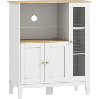 HOMCOM Armoire micro-ondes - 80x35x97cm - Blanc et aspect bois - Rangement cuisine - Publicité HOMCOM Armoire micro-ondes - 80x35x97cm - Blanc et aspect bois - Rangement cuisine - Publicité